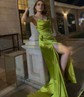 Sheath/Column Cowl Neck Satin Prom Dresses With Ruched