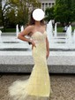 Mermaid Strapless Tulle Corset Prom Dresses With Appliques