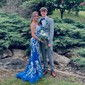 Sheath/Column V-neck Tulle Prom Dresses With Appliques