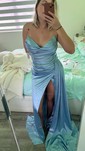 Sheath/Column Strapless Satin Prom Dresses With Ruched