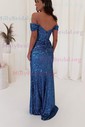 Sheath/Column Off-the-shoulder Sparkly Sequin Prom Dresses With Ruched