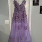 Ball Gown V-neck Backless Tulle Prom Dresses With Appliques
