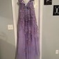 Ball Gown V-neck Backless Tulle Prom Dresses With Appliques