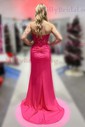 Sheath/Column Strapless Satin Corset Prom Dresses With Appliques