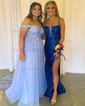 Ball Gown Off-the-shoulder Tulle Prom Dresses With Appliques