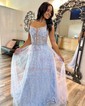 Ball Gown Square Neck Tulle Prom Dresses With Appliques