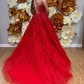 Princess Scoop Neck Tulle Prom Dresses With Appliques