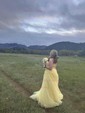 Princess Scoop Neck Tulle Prom Dresses With Appliques