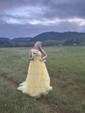 Princess Scoop Neck Tulle Prom Dresses With Appliques