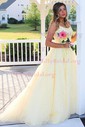 Princess Scoop Neck Tulle Prom Dresses With Appliques