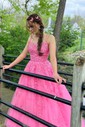 Princess Scoop Neck Tulle Prom Dresses With Appliques