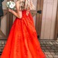 Princess Scoop Neck Tulle Prom Dresses With Appliques