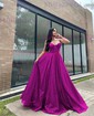 Ball Gown Strapless Tulle Prom Dresses With Ruched