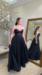 Ball Gown Strapless Tulle Prom Dresses With Ruched