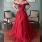 Ball Gown Off-the-shoulder Tulle Prom Dresses With Appliques