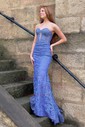 Mermaid Strapless Tulle Corset Prom Dresses With Appliques