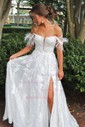 Ball Gown V-neck Sparkly Sequin Prom Dresses With Appliques