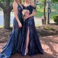 Ball Gown V-neck Sparkly Sequin Prom Dresses With Appliques