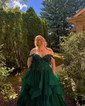 Princess Off-the-shoulder Tulle Ruffle Prom Dresses With Appliques