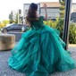 Princess Off-the-shoulder Tulle Ruffle Prom Dresses With Appliques