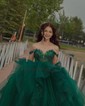 Princess Off-the-shoulder Tulle Ruffle Prom Dresses With Appliques