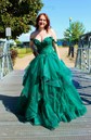 Princess Off-the-shoulder Tulle Ruffle Prom Dresses With Appliques