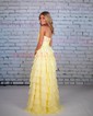 Ball Gown Strapless Chiffon Ruffle Tiered Prom Dresses