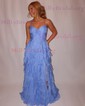 Ball Gown Strapless Chiffon Ruffle Tiered Prom Dresses