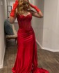 Sheath/Column Sweetheart Satin Corset Prom Dresses With Appliques