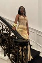 Sheath/Column Sweetheart Satin Corset Prom Dresses With Appliques