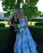 Ball Gown Strapless Satin Floral Prom Dresses With Ruched