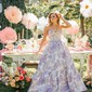 Ball Gown Strapless Satin Floral Prom Dresses With Ruched