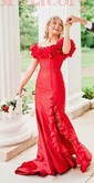 Mermaid Off-the-shoulder Satin Ruffle Prom Dresses