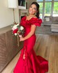 Mermaid Off-the-shoulder Satin Ruffle Prom Dresses