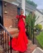 Mermaid Off-the-shoulder Satin Ruffle Prom Dresses