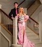 Mermaid Strapless Tulle Floral Prom Dresses With Puff Sleeve