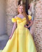 Ball Gown Off-the-shoulder Satin Corset Prom Dresses With Ruched