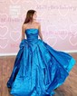 Ball Gown Strapless Ruched Satin Prom Dresses With Bow
