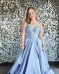 Ball Gown Strapless Satin Corset Prom Dresses With Ruched