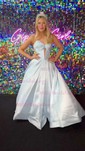 Ball Gown Strapless Satin Corset Prom Dresses With Ruched