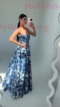 Ball Gown Strapless Satin Floral Prom Dresses With Ruched