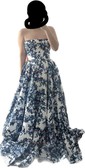 Ball Gown Strapless Satin Floral Prom Dresses With Ruched