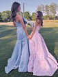 Ball Gown Strapless Satin Floral Prom Dresses With Ruched