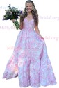 Ball Gown Strapless Satin Floral Prom Dresses With Ruched