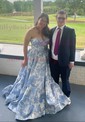 Ball Gown Strapless Satin Floral Prom Dresses With Ruched