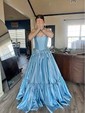 Ball Gown Strapless Satin Corset Prom Dresses With Bow