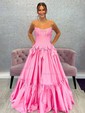 Ball Gown Strapless Satin Corset Prom Dresses With Bow