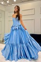 Ball Gown Strapless Satin Corset Prom Dresses With Bow