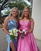 Ball Gown Strapless Satin Corset Prom Dresses With Bow