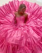 Ball Gown Strapless Satin Corset Prom Dresses With Bow